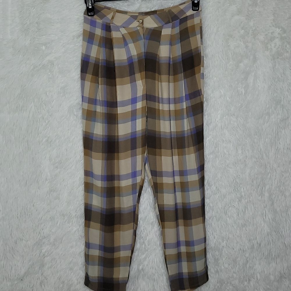 ‎Flynn Skye Plaid Silk Pants Size Small